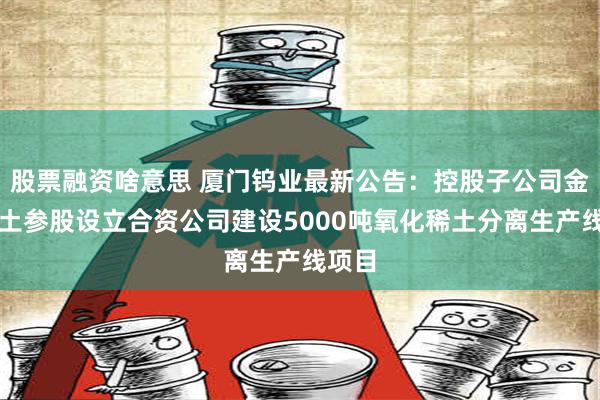 股票融资啥意思 厦门钨业最新公告：控股子公司金龙稀土参股设立合资公司建设5000吨氧化稀土分离生产线项目